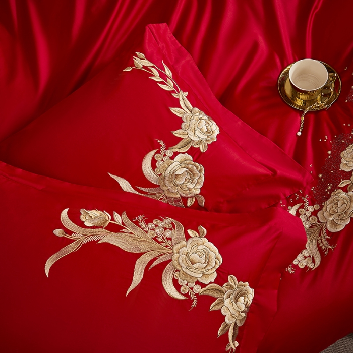 91家纺网 家纺一手货源 找家纺 高大尚 2023秋冬新品长绒棉臻棉系列四件套 浪漫相遇（金）