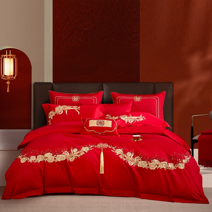 91家纺网 家纺一手货源 找家纺 高大尚 2023秋冬新品长绒棉臻棉系列四件套 浪漫相遇（金）