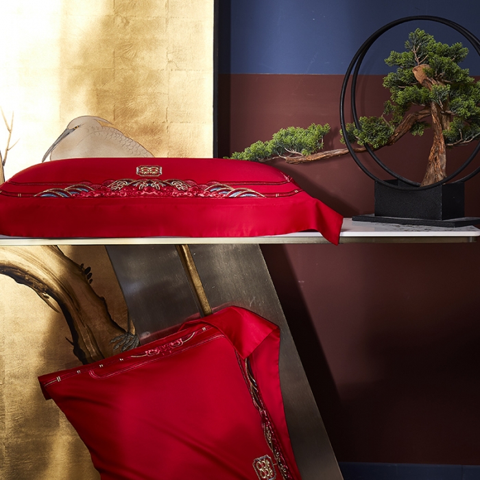 91家纺网 家纺一手货源 找家纺 高大尚 2023秋冬新品长绒棉臻棉系列四件套 龙凤祝喜