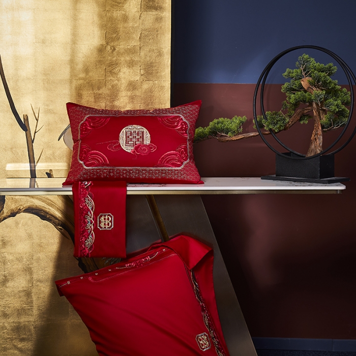 91家纺网 家纺一手货源 找家纺 高大尚 2023秋冬新品长绒棉臻棉系列四件套 龙凤祝喜