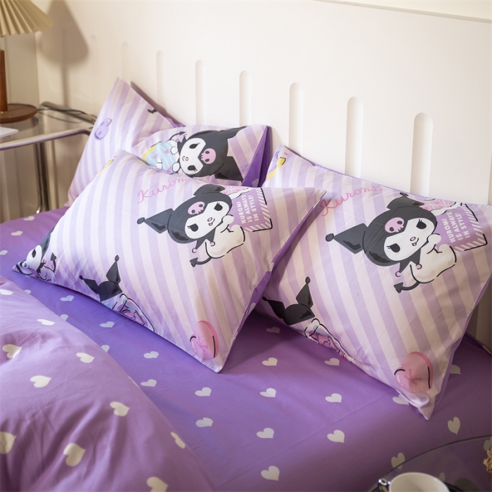 91家纺网 家纺一手货源 找家纺 博雅 2023新款三丽鸥卡通全棉四件套系列--第二批 条纹库洛米