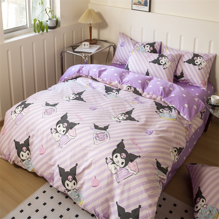 91家纺网 家纺一手货源 找家纺 博雅 2023新款三丽鸥卡通全棉四件套系列--第二批 条纹库洛米