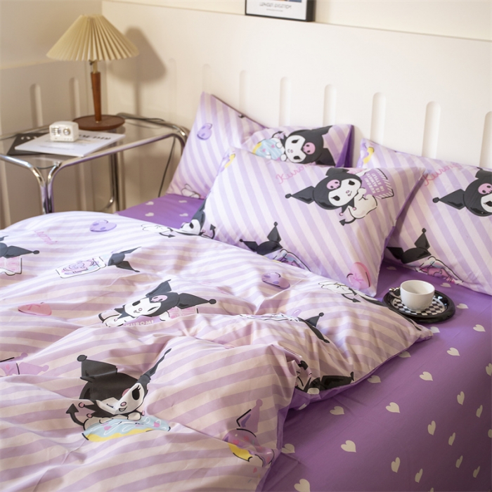 91家纺网 家纺一手货源 找家纺 博雅 2023新款三丽鸥卡通全棉四件套系列--第二批 条纹库洛米