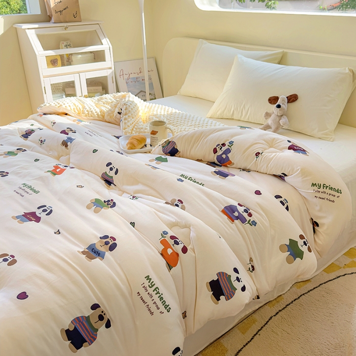 91家纺网 家纺一手货源 找家纺 木堇家居 2023新款秋冬针织豆豆大豆四季被 绅士狗狗-豆豆被