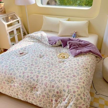 木堇家居 2023新款秋冬针织豆豆大豆四季被 紫色爱丽丝-豆豆被