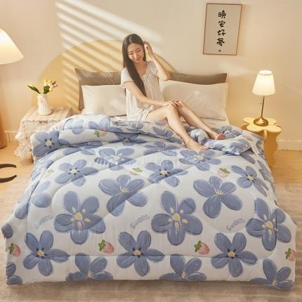 91家纺网 家纺一手货源 找家纺 艾兜坊 2023新款亲肤水洗棉大豆纤维被 被子被芯兰莓之恋