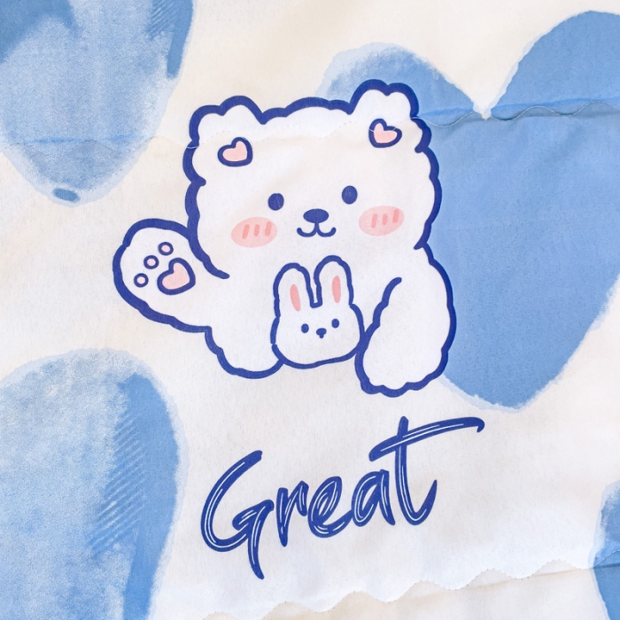 91家纺网 家纺一手货源 找家纺 艾兜坊2023新款水洗棉夏被爱心小熊