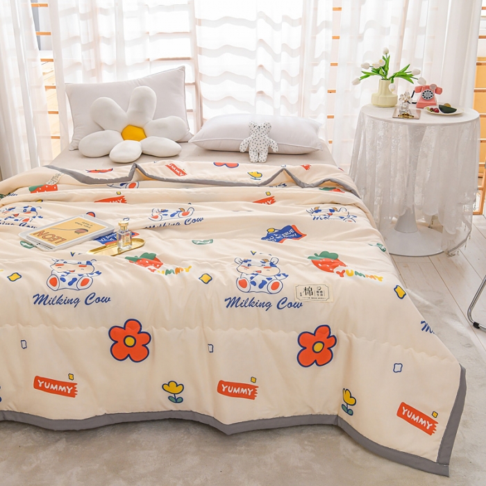 91家纺网 家纺一手货源 找家纺 艾兜坊2023新款水洗棉夏被小花牛