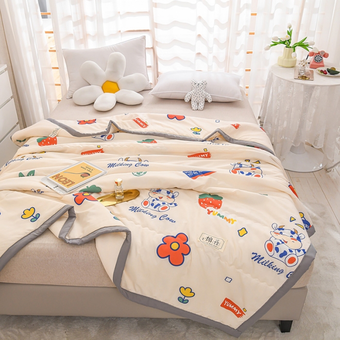 91家纺网 家纺一手货源 找家纺 艾兜坊2023新款水洗棉夏被小花牛