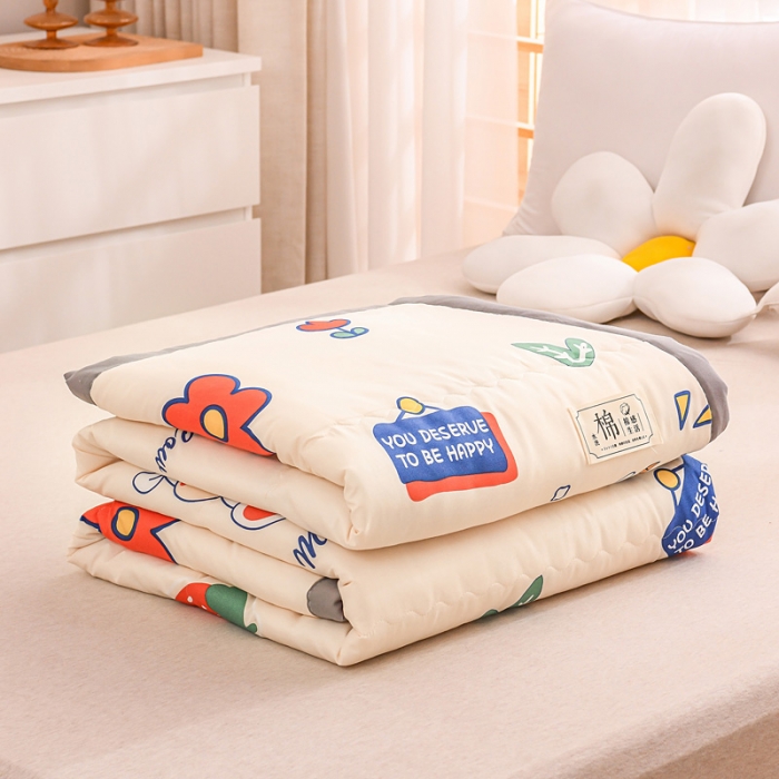 91家纺网 家纺一手货源 找家纺 艾兜坊2023新款水洗棉夏被小花牛