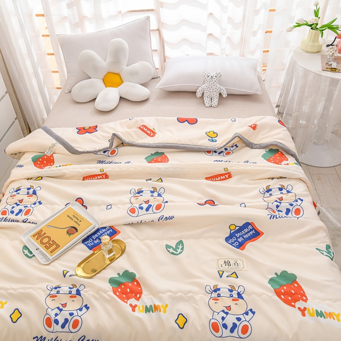 91家纺网 家纺一手货源 找家纺 艾兜坊2023新款水洗棉夏被小花牛