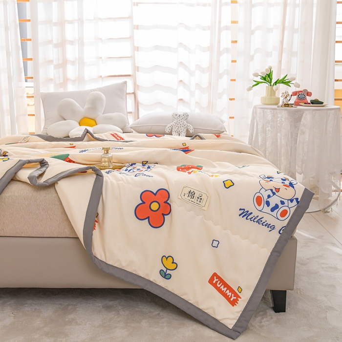 91家纺网 家纺一手货源 找家纺 艾兜坊2023新款水洗棉夏被小花牛