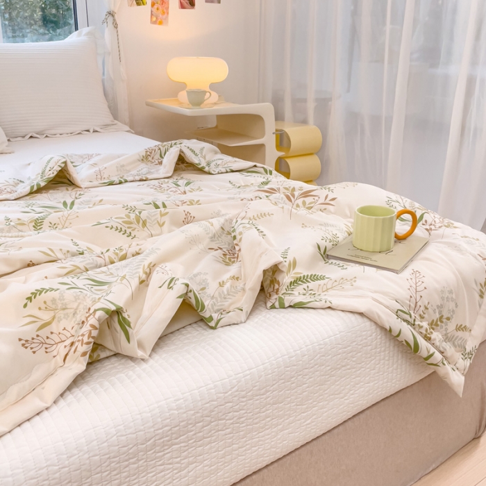 91家纺网 家纺一手货源 找家纺 艾兜坊2023新款水洗棉夏被枝繁叶茂