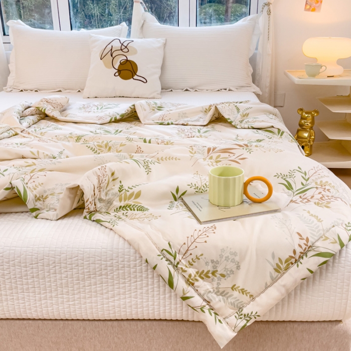 91家纺网 家纺一手货源 找家纺 艾兜坊2023新款水洗棉夏被枝繁叶茂