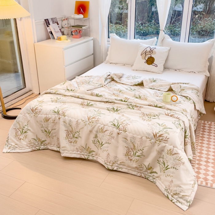 91家纺网 家纺一手货源 找家纺 艾兜坊2023新款水洗棉夏被枝繁叶茂