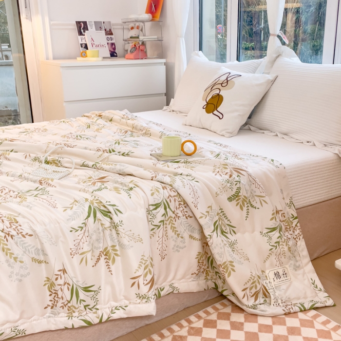 91家纺网 家纺一手货源 找家纺 艾兜坊2023新款水洗棉夏被枝繁叶茂
