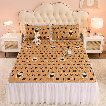 91家纺网 家纺一手货源 找家纺 艾兜坊 2023新款轻柔云感水洗磨毛夹棉床裙山茶花