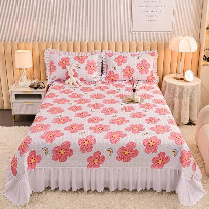 91家纺网 家纺一手货源 找家纺 艾兜坊 2023新款轻柔云感水洗磨毛夹棉床盖繁花舒暖