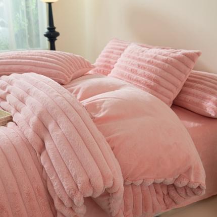 91家纺网 家纺一手货源 找家纺 （总）逸尚阁 2024秋冬新款高克重条纹兔兔绒牛奶绒四件套系列（包含买家秀）