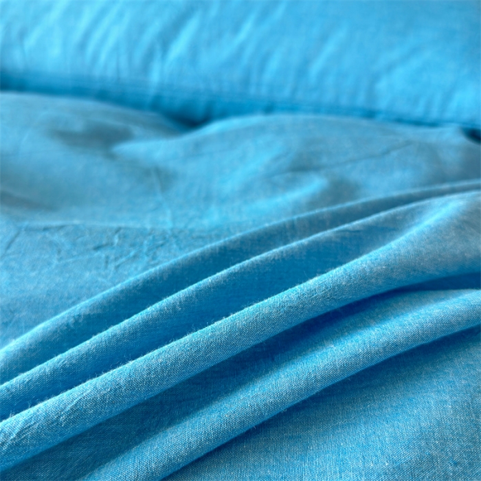 91家纺网 家纺一手货源 找家纺 三沁 新款直播爆款A类全棉纯棉水洗棉简约无印风纯色四件套 克莱因蓝