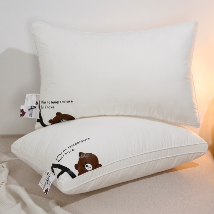 91家纺网 家纺一手货源 找家纺 （总）2025新款A类无荧光全棉A+熊儿童酒店低枕头枕芯