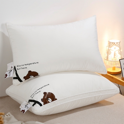 91家纺网 家纺一手货源 找家纺 （总）2025新款A类无荧光全棉A+熊儿童酒店低枕头枕芯