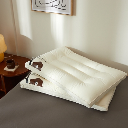 91家纺网 家纺一手货源 找家纺 （总）2025新款A类无荧光全棉A+熊儿童酒店低枕头枕芯