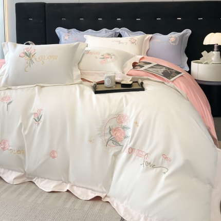 91家纺网 家纺一手货源 找家纺 （总）星蕴 2023新款13376喷气全工艺刺绣纯棉全棉四件套-如雅