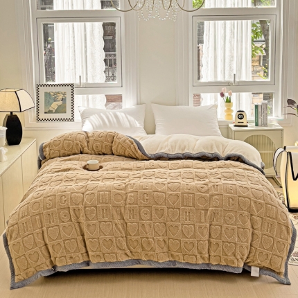 91家纺网 家纺一手货源 找家纺 （总）法澳 2024新款爱心牛奶绒夹棉床笠可搭配被套