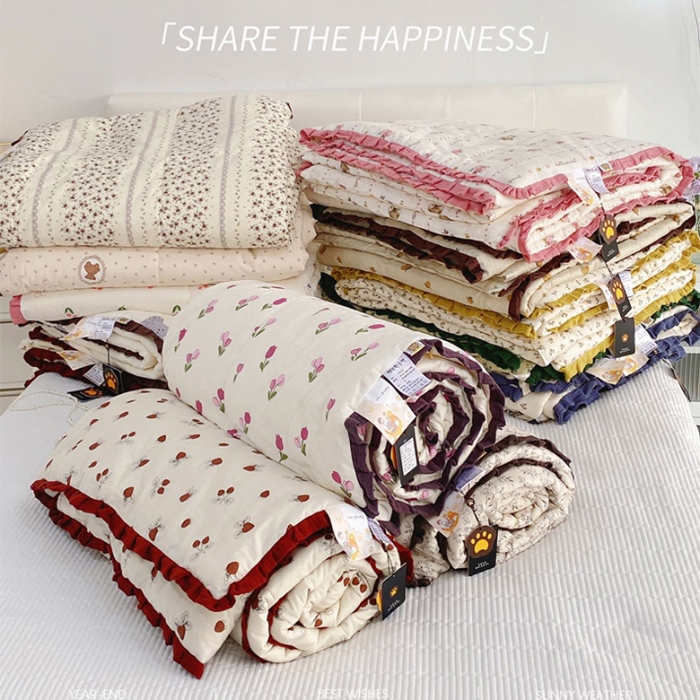 91家纺网 家纺一手货源 找家纺 （总）蓝庭全棉印花花边冬被大豆被春秋被芯被子可机洗