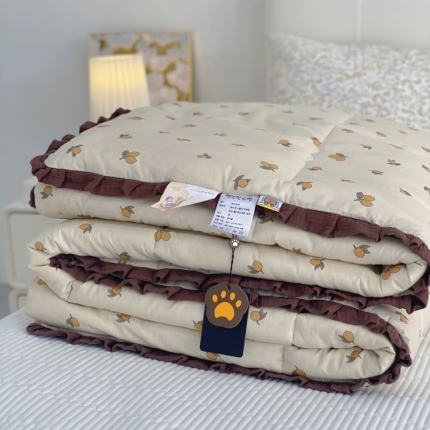 91家纺网 家纺一手货源 找家纺 蓝庭全棉印花花边冬被大豆被春秋被芯被子可机洗 碧桃