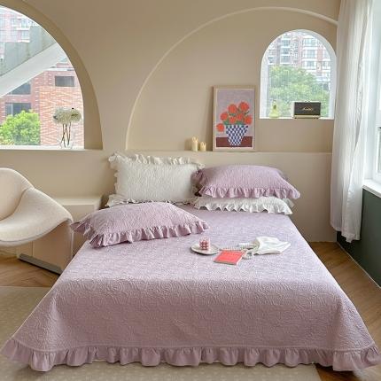 91家纺网 家纺一手货源 找家纺 （总）诗黛尔 2023秋冬新款全棉斜纹夹棉床盖花边款-玫瑰花语系列