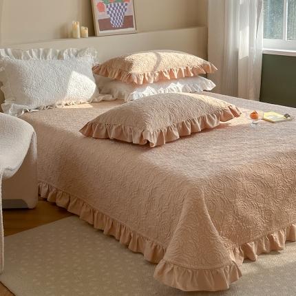 诗黛尔 2023秋冬新款全棉斜纹夹棉床盖花边款-玫瑰花语系列 卡其色