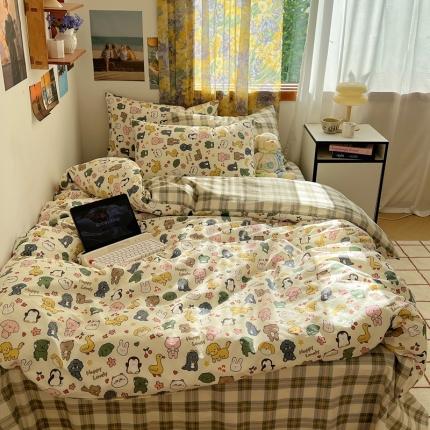 91家纺网 家纺一手货源 找家纺 桃喜 2024开学季新款40支13372全棉四件套 快乐家族