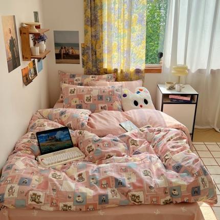 91家纺网 家纺一手货源 找家纺 桃喜 2024开学季新款40支13372全棉四件套 米可庄园