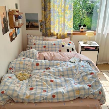 91家纺网 家纺一手货源 找家纺 桃喜 2024开学季新款40支13372全棉四件套 樱桃兔