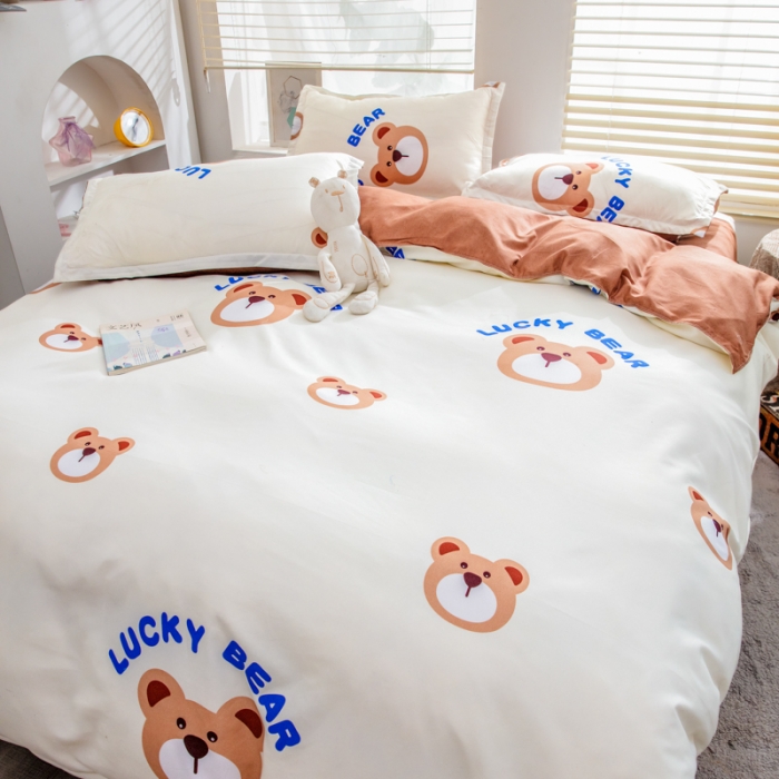 91家纺网 家纺一手货源 找家纺 2023新款亲肤棉美棉芦荟棉四件套美棉（8月）新花色 幸运熊