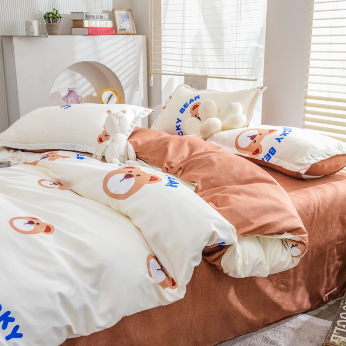 91家纺网 家纺一手货源 找家纺 2023新款亲肤棉美棉芦荟棉四件套美棉（8月）新花色 幸运熊