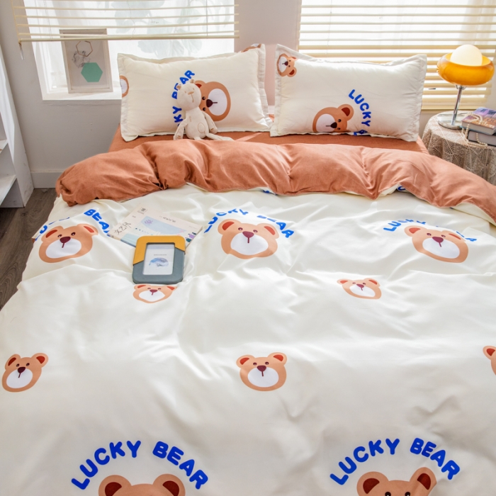 91家纺网 家纺一手货源 找家纺 2023新款亲肤棉美棉芦荟棉四件套美棉（8月）新花色 幸运熊