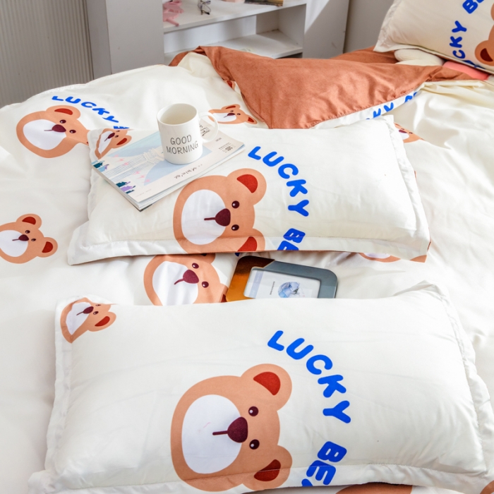 91家纺网 家纺一手货源 找家纺 2023新款亲肤棉美棉芦荟棉四件套美棉（8月）新花色 幸运熊