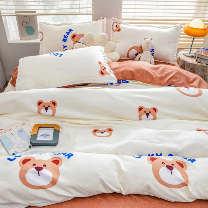 91家纺网 家纺一手货源 找家纺 2023新款亲肤棉美棉芦荟棉四件套美棉（8月）新花色 幸运熊