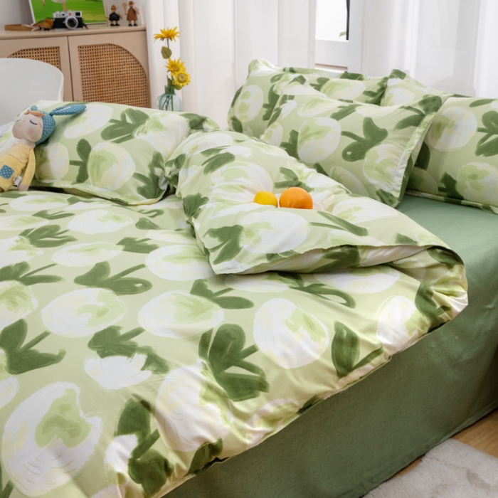 91家纺网 家纺一手货源 找家纺 2023新款亲肤棉美棉芦荟棉四件套美棉（8月）新花色 米兰的春天