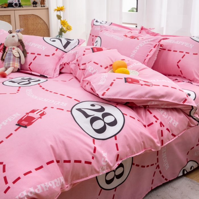 91家纺网 家纺一手货源 找家纺 2023新款亲肤棉美棉芦荟棉四件套美棉（8月）新花色 粉红女郎