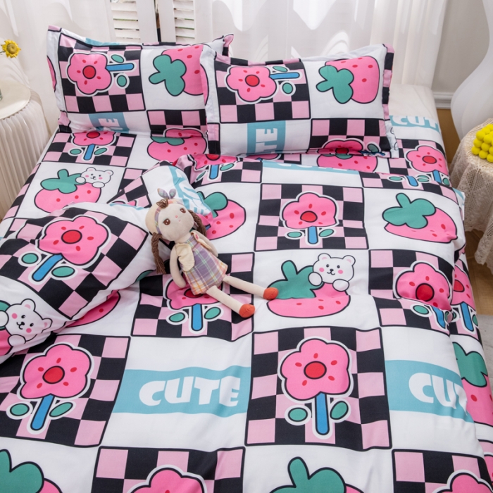 91家纺网 家纺一手货源 找家纺 2023新款亲肤棉美棉芦荟棉四件套美棉（8月）新花色 草莓果酱