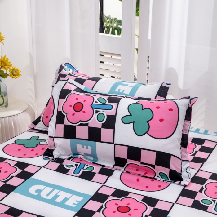 91家纺网 家纺一手货源 找家纺 2023新款亲肤棉美棉芦荟棉四件套美棉（8月）新花色 草莓果酱