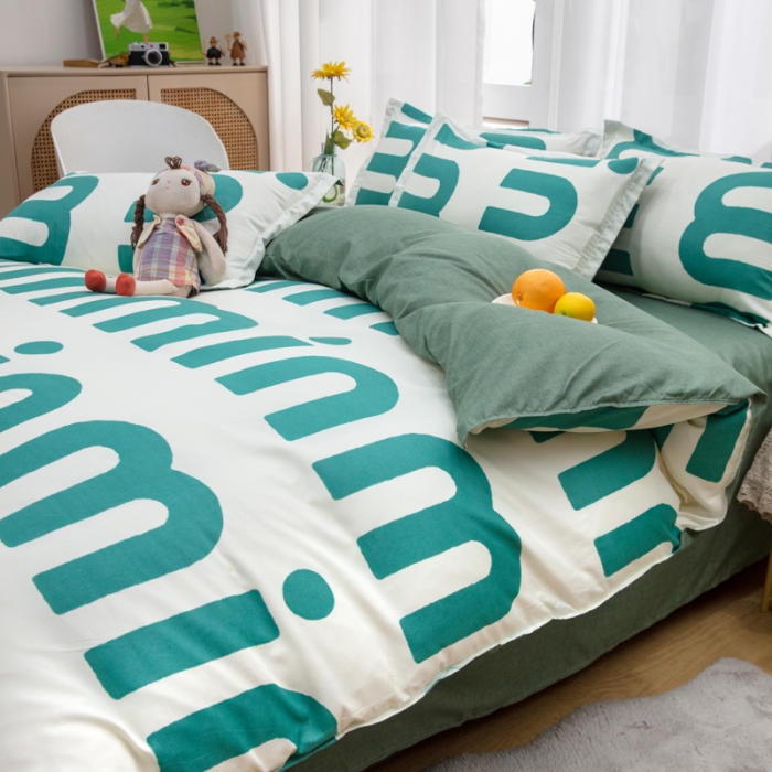 91家纺网 家纺一手货源 找家纺 2023新款亲肤棉美棉芦荟棉四件套美棉（8月）新花色 潮流-绿