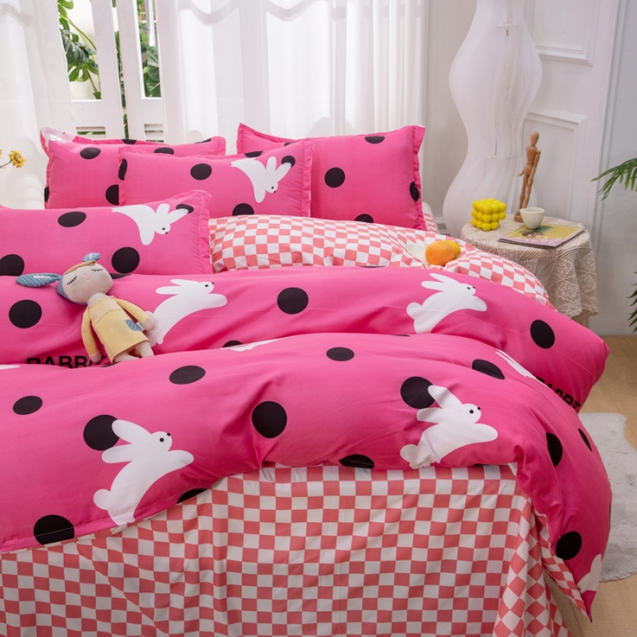 91家纺网 家纺一手货源 找家纺 2023新款亲肤棉美棉芦荟棉四件套美棉（8月）新花色 波点兔