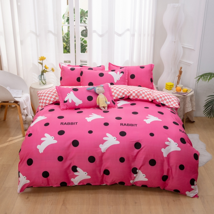 91家纺网 家纺一手货源 找家纺 2023新款亲肤棉美棉芦荟棉四件套美棉（8月）新花色 波点兔