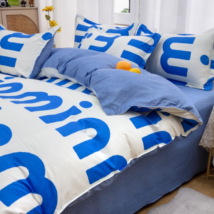 91家纺网 家纺一手货源 找家纺 2023新款亲肤棉美棉芦荟棉四件套美棉（8月）新花色 潮流-蓝