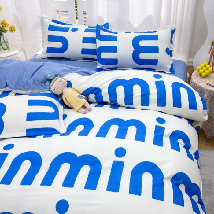 91家纺网 家纺一手货源 找家纺 2023新款亲肤棉美棉芦荟棉四件套美棉（8月）新花色 潮流-蓝